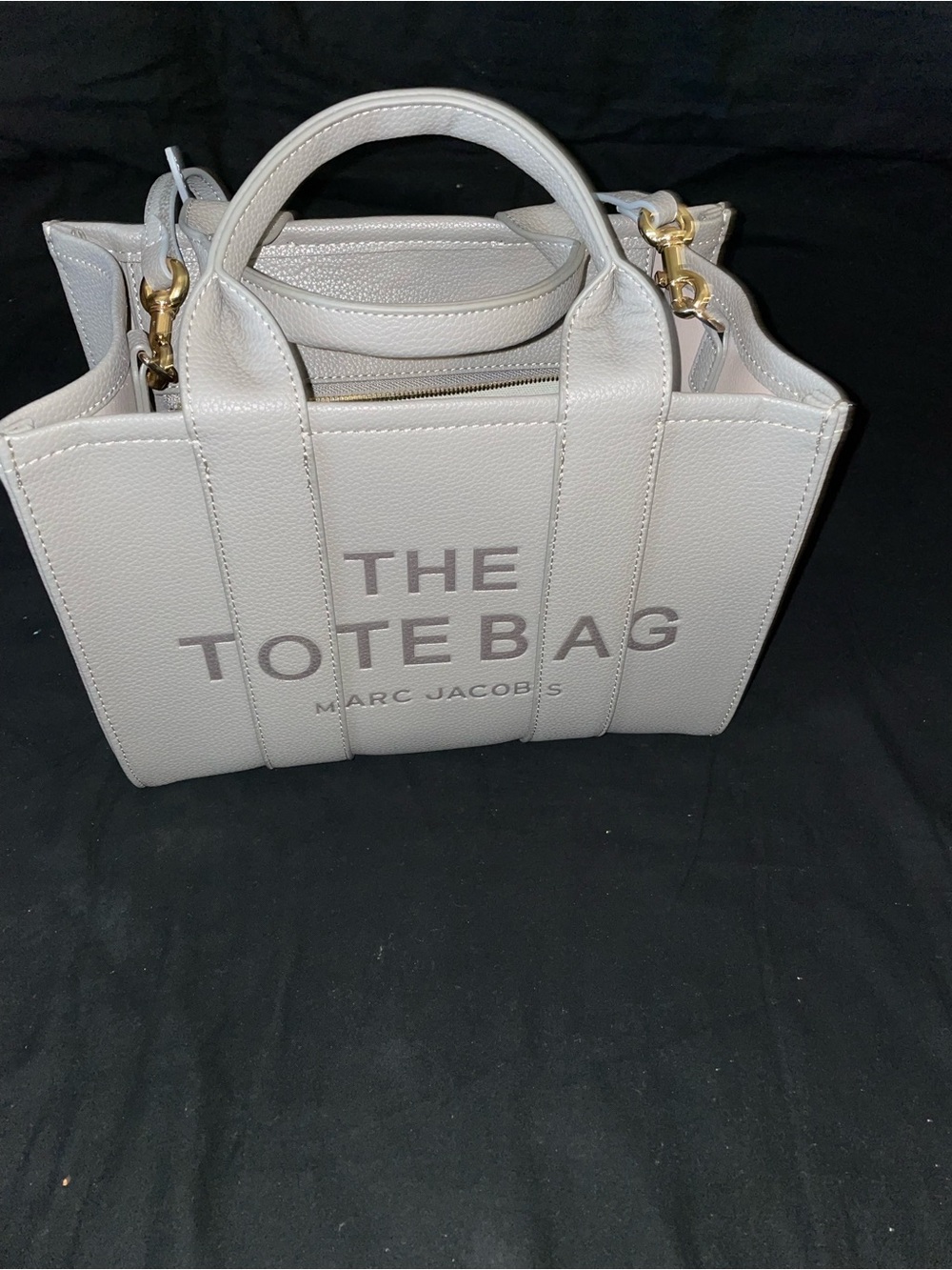 Marc Jacobs Pebbled Leather Tote in Light Gray with Gold Hardware